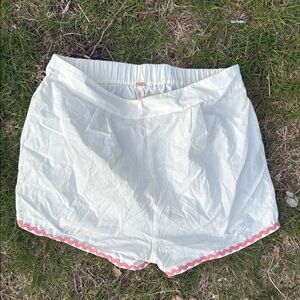 Free People Medium Cotton Women's White Shorts with Pink Trim